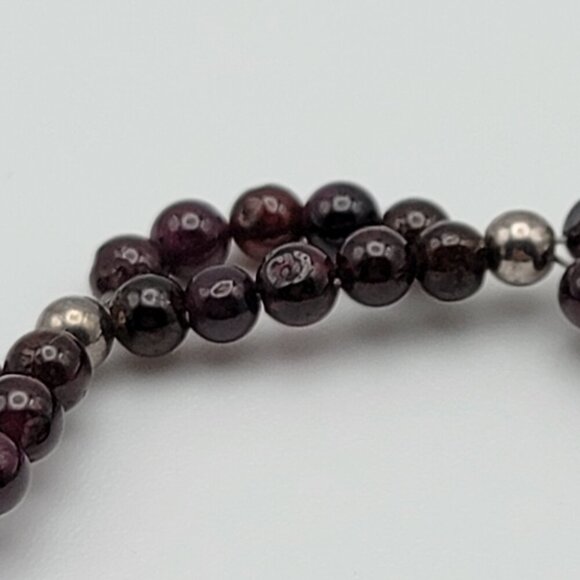 Vintage Sterling Silver Garnet Beaded Bracelet 7.5 In Leaf Toggle Clasp Native - Picture 4 of 9